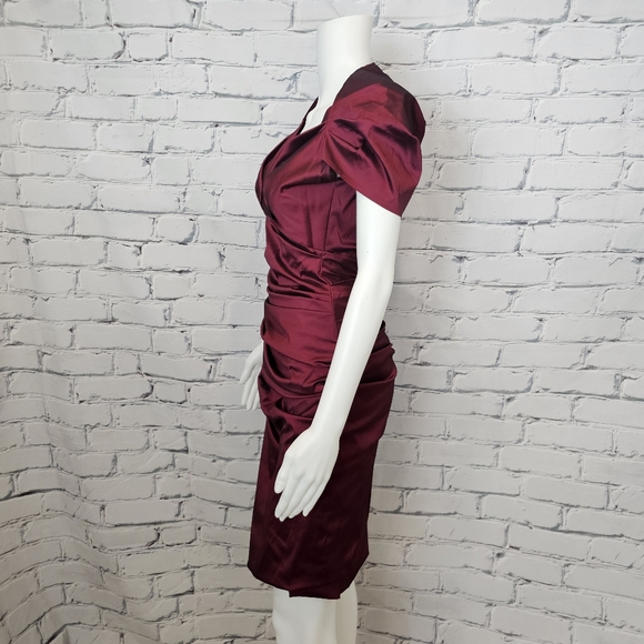 Talbot Runhof Red Ruched Dress - Picture 2 of 8